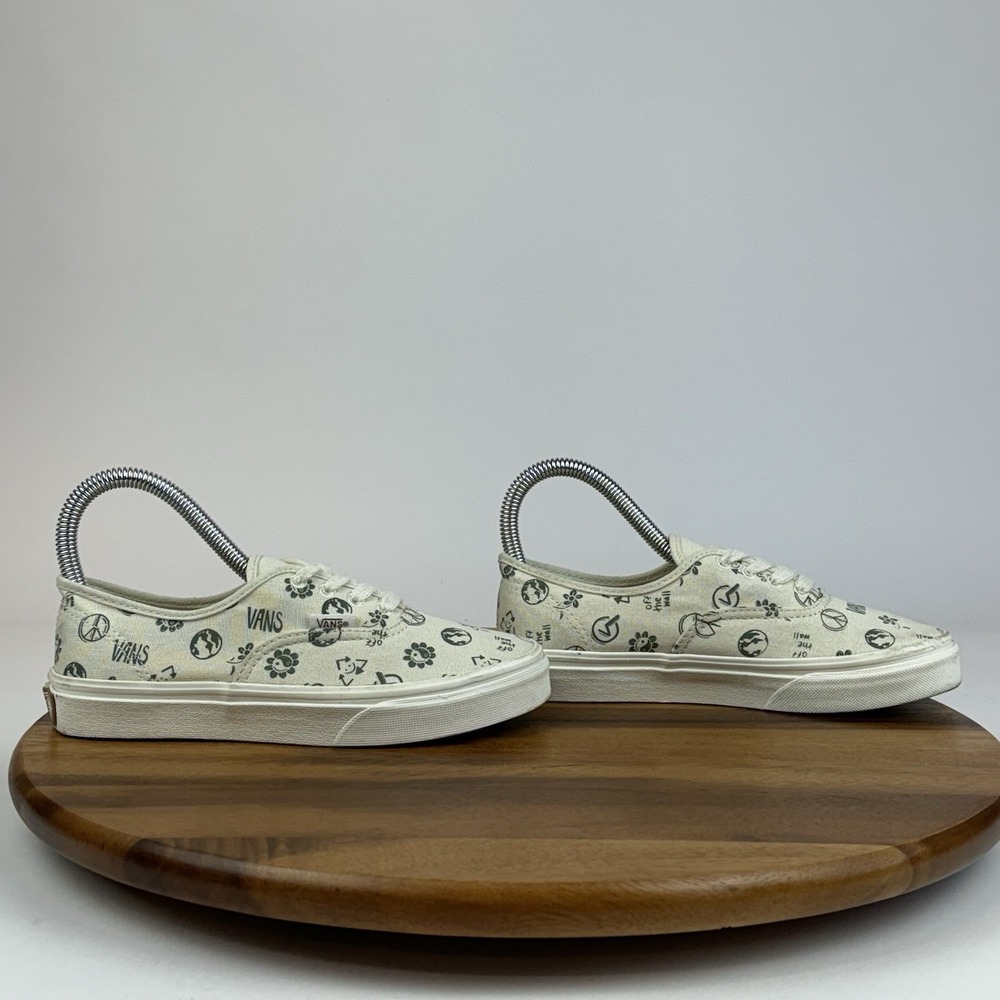 Big Kids Vans Eco Theory Ivory Canvas In Our Hands Skate Sneakers Shoes Size 3 Y